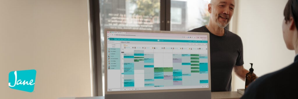 a dietitian using jane app to schedule in her client for a consultation