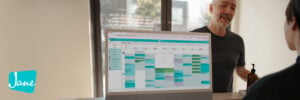 a dietitian using jane app to schedule in her client for a consultation