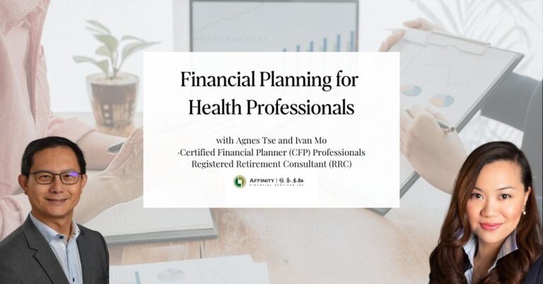 Banner displaying "Financial planning for health professionals" with 2 financial planners on each side