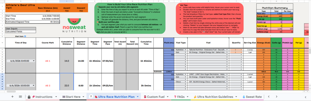 build your customized race plan by inputting your race day information, fluid, fuel type, fuel, and quantity.